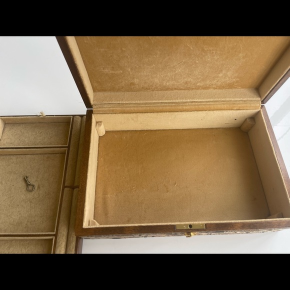 Rare Vintage Mark Cross Wood Fabric Jewelry Box Chest Collectible - Picture 10 of 10